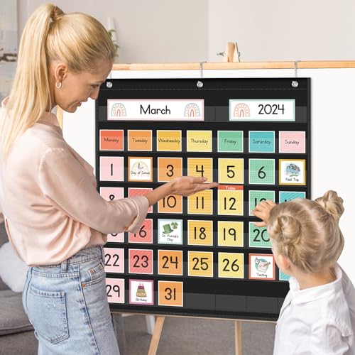 Colorful Rainbow Calendar Pocket Chart for Kids