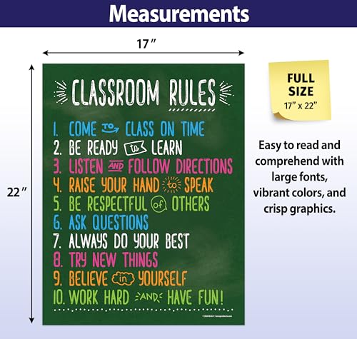 ZOCO Laminated Classroom Rules Poster - 17x22 Inches