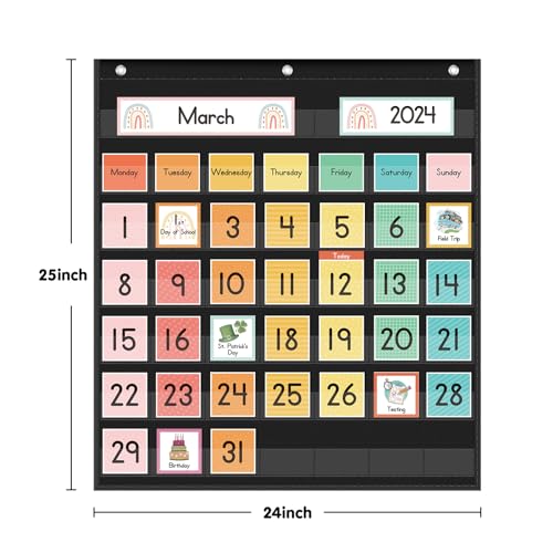 Colorful Rainbow Calendar Pocket Chart for Kids