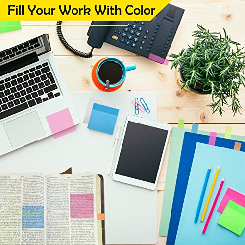 800 Sheets Transparent Sticky Notes - 6 Bright Colors