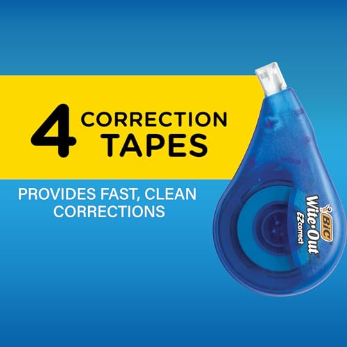 BIC EZ Correct Correction Tape, 4-Pack, 39.3 ft