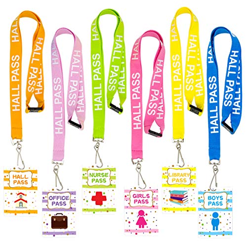 Set of 6 Hall Pass Lanyards for Teachers