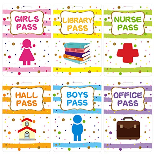 Set of 6 Hall Pass Lanyards for Teachers