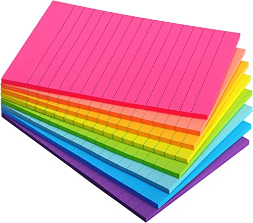 Bright 4x6 Lined Sticky Note Pads - 8 Pack