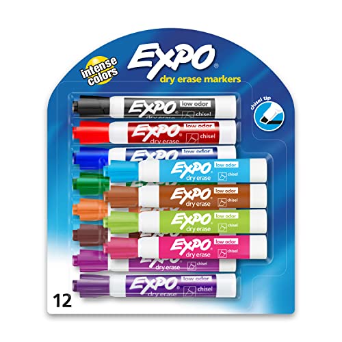 EXPO Low Odor Dry Erase Markers, 12 Pack