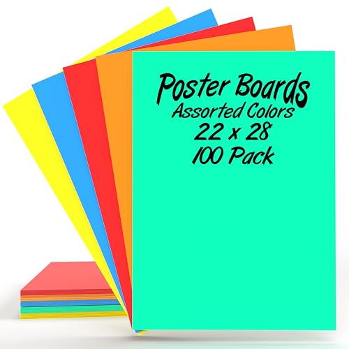 Assorted Colored Poster Board, 22x28, 100 Pack