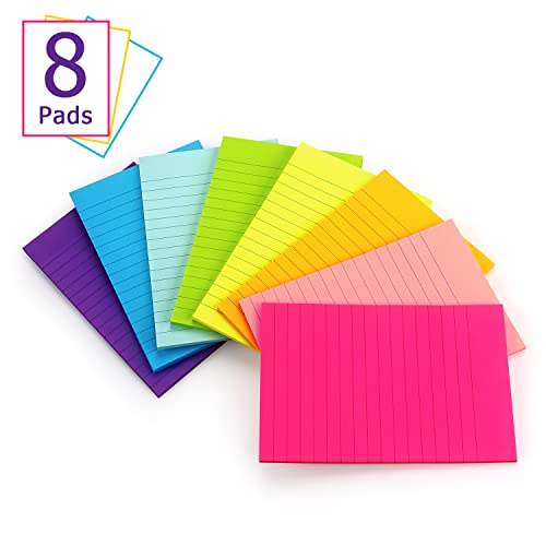 Bright 4x6 Lined Sticky Note Pads - 8 Pack