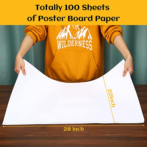 Glenmal 100 Sheets White Poster Board, 22x28 Inches