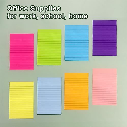 Bright 4x6 Lined Sticky Note Pads - 8 Pack