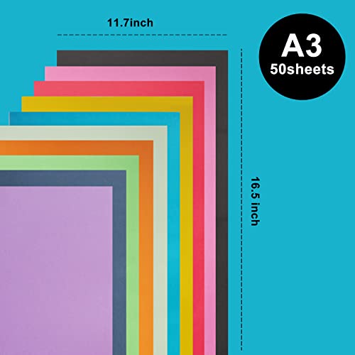 Assorted Neon A3 Poster Board - 50 Sheets