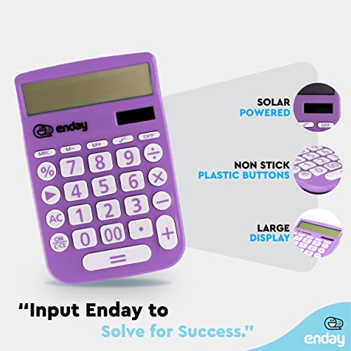 Purple 12-Digit Solar Powered Student Calculator