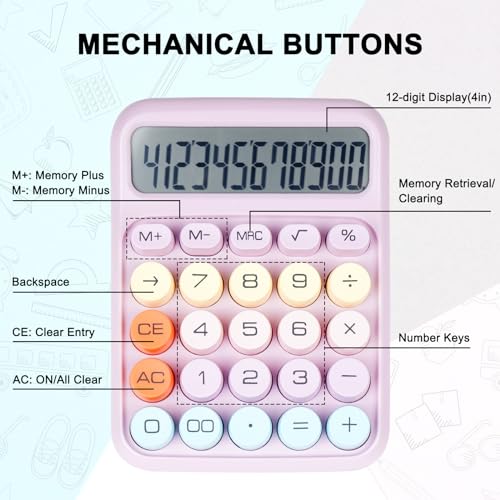 DANRONG Large Button Mechanical Switch Calculator - Pink
