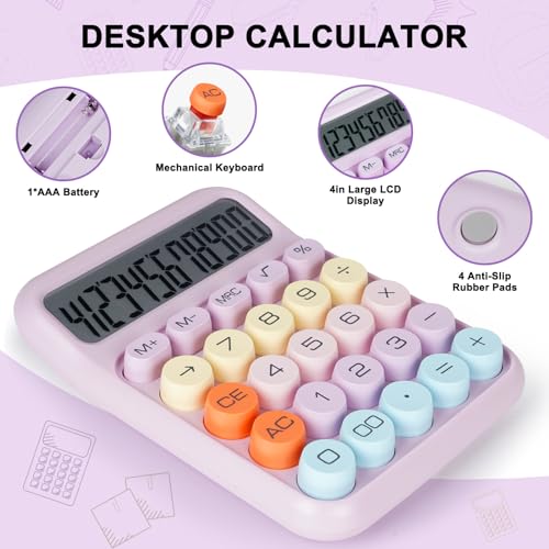 DANRONG Large Button Mechanical Switch Calculator - Pink