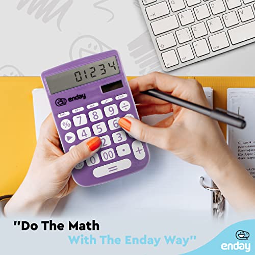 Purple 12-Digit Solar Powered Student Calculator