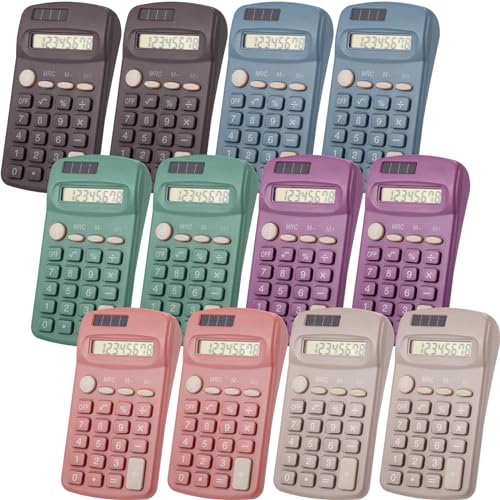 12-Pack Mini Solar Calculators for Classroom Use