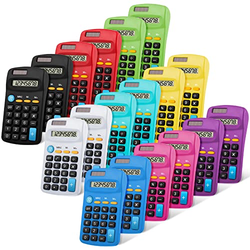 18-Piece Mini Solar Pocket Calculator Set for Students