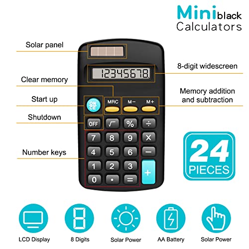 24 Pack Pocket Size Basic Calculators for Students
