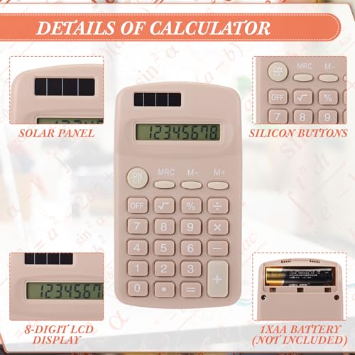 12-Pack Mini Solar Calculators for Classroom Use