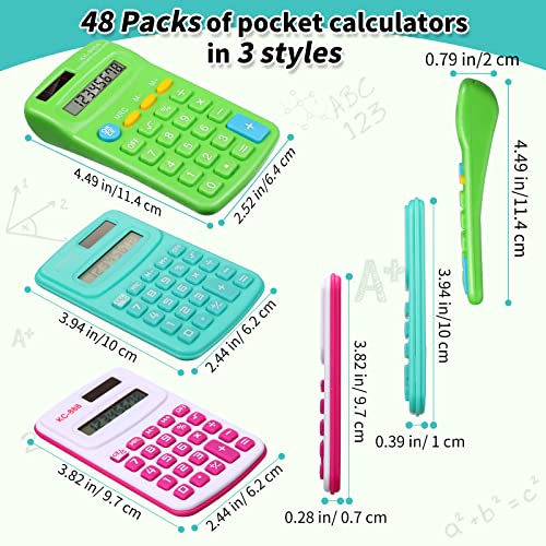 48 Pack Pocket Calculators for School & Office