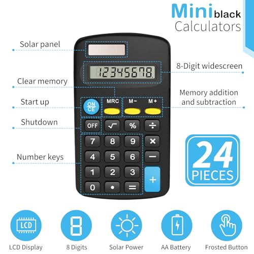 Bulexy Mini 24 Pack Basic Calculators for Students