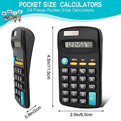 24 Pack Pocket Size Basic Calculators for Students