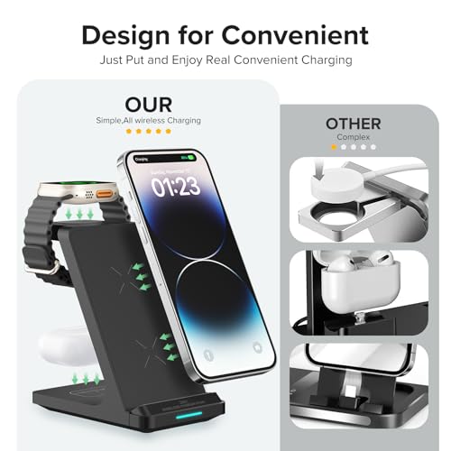 3-in-1 Fast Wireless Charging Station - Black