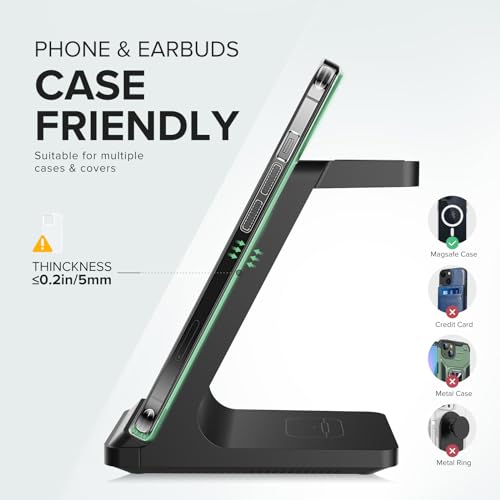 3-in-1 Fast Wireless Charging Station - Black