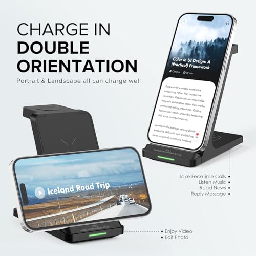 3-in-1 Fast Wireless Charging Station - Black