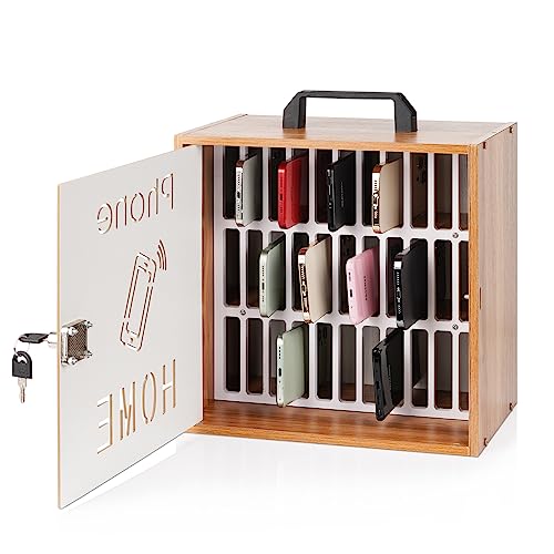 Wooden 33-Slot Cell Phone Holder for Classroom