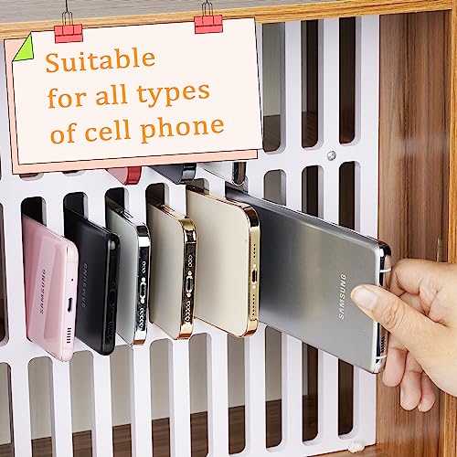 Wooden 33-Slot Cell Phone Holder for Classroom