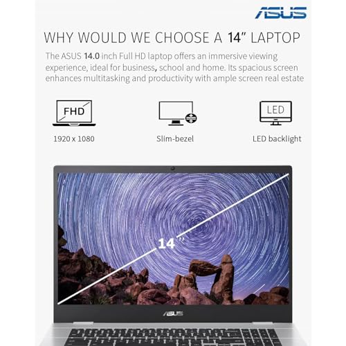 ASUS 14" Chromebook for Students - Ultralight & Fast