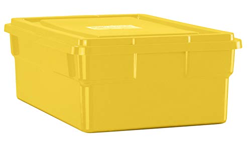 Yellow Plastic Storage Box with Lid, 11" x 6" x 16