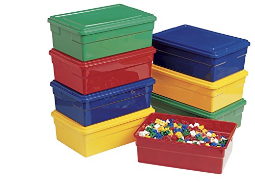 Yellow Plastic Storage Box with Lid, 11" x 6" x 16