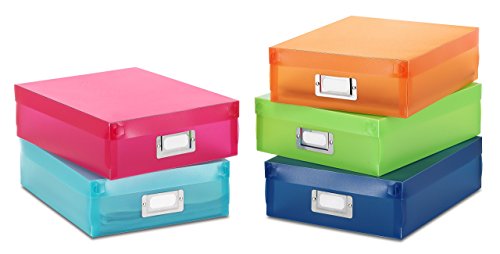 Multicolor Plastic Document Boxes, Set of 5