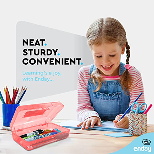Enday Snap Closure Plastic Pencil Box - Red
