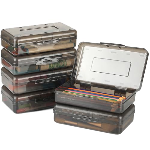 MaxGear 6-Pack Large Pencil Boxes, Black