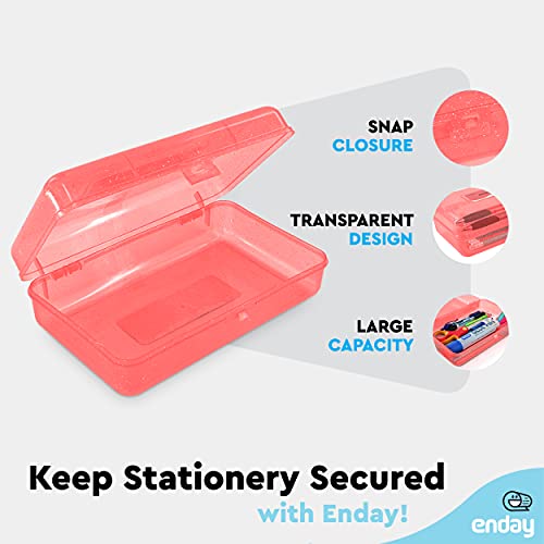 Enday Snap Closure Plastic Pencil Box - Red