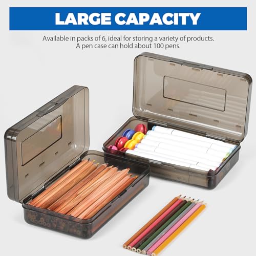MaxGear 6-Pack Large Pencil Boxes, Black