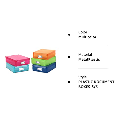 Multicolor Plastic Document Boxes, Set of 5