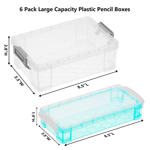 5 Pack Clear Stackable Plastic Pencil Boxes