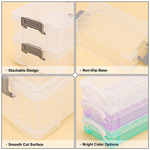 5 Pack Clear Stackable Plastic Pencil Boxes