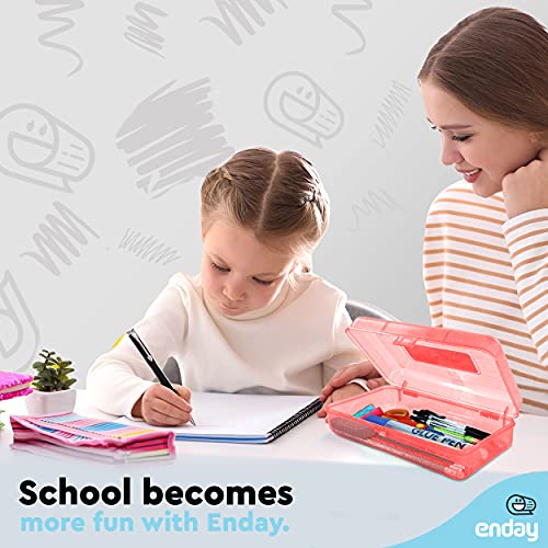 Enday Snap Closure Plastic Pencil Box - Red