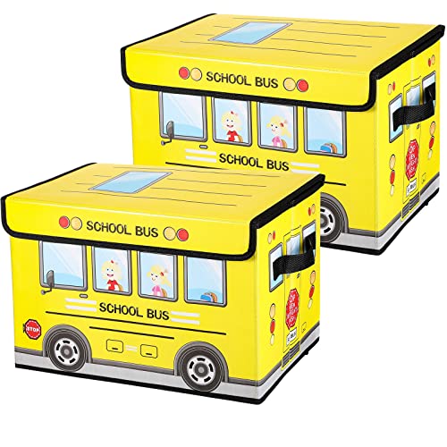 Sweetude 2-Pack Foldable School Bus Treasure Boxes