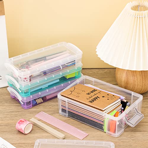 5 Pack Clear Stackable Plastic Pencil Boxes