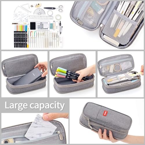 EASTHILL Large Capacity Pencil Case Organizer (Gray)