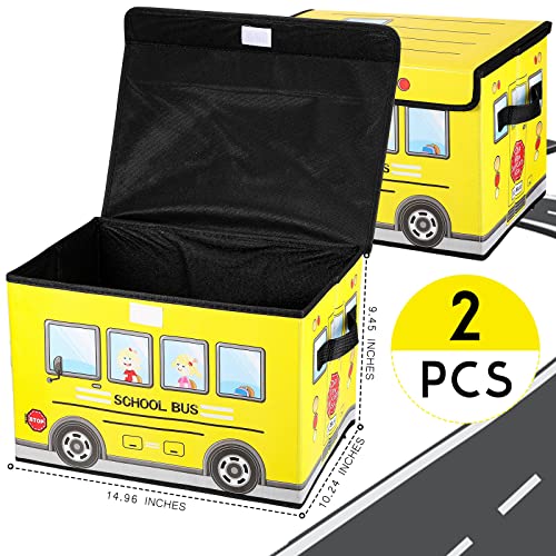 Sweetude 2-Pack Foldable School Bus Treasure Boxes