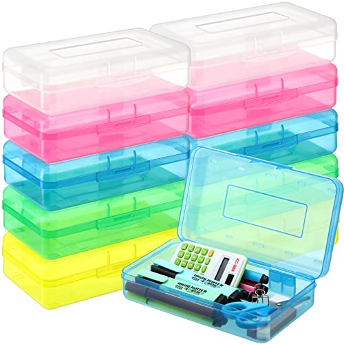 Bulk Clear Plastic Pencil Boxes - 10 Pack