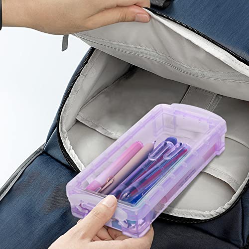 5 Pack Clear Stackable Plastic Pencil Boxes