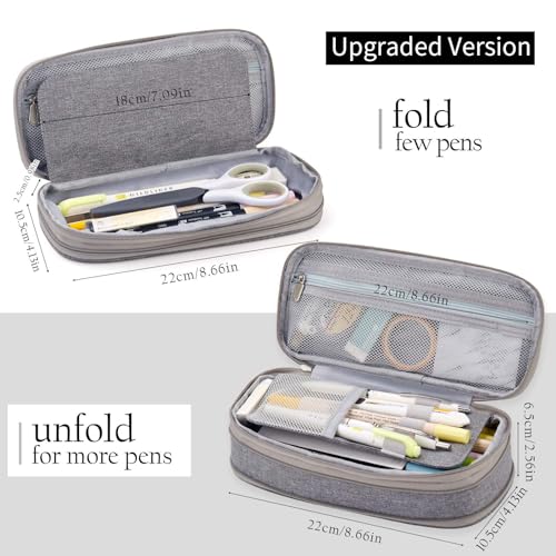 EASTHILL Large Capacity Pencil Case Organizer (Gray)
