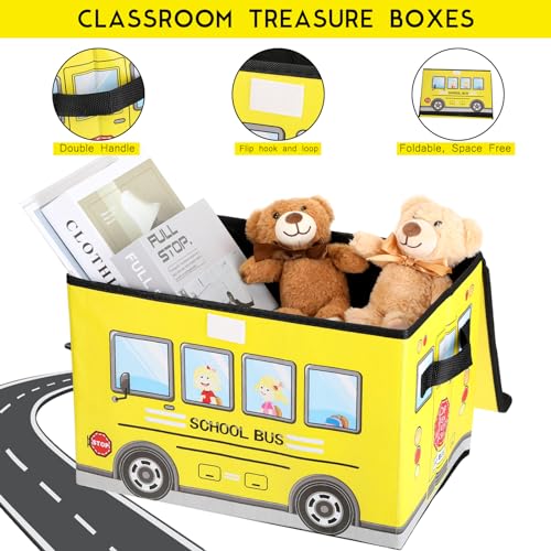 Sweetude 2-Pack Foldable School Bus Treasure Boxes